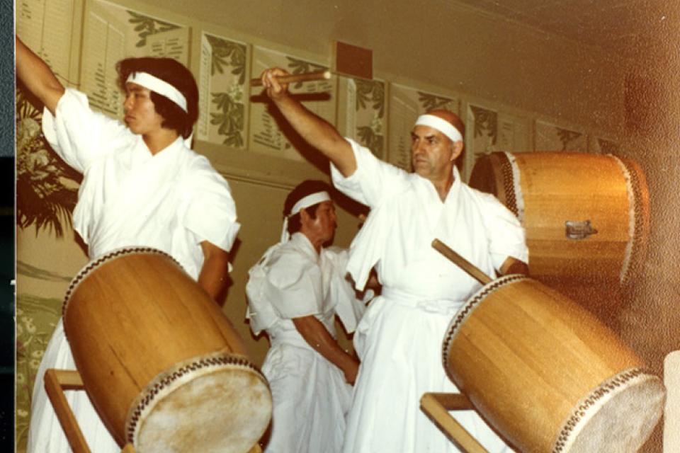Morgan Taiko, Los Angeles, 1976. Stanley Morgan was probably the first non-Japanese American to establish a taiko group.